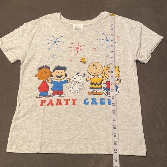 Kids Peanut American Party Crew Red White & Blue Themed T-Shirt Size L Plus NWT - Picture 3 of 7